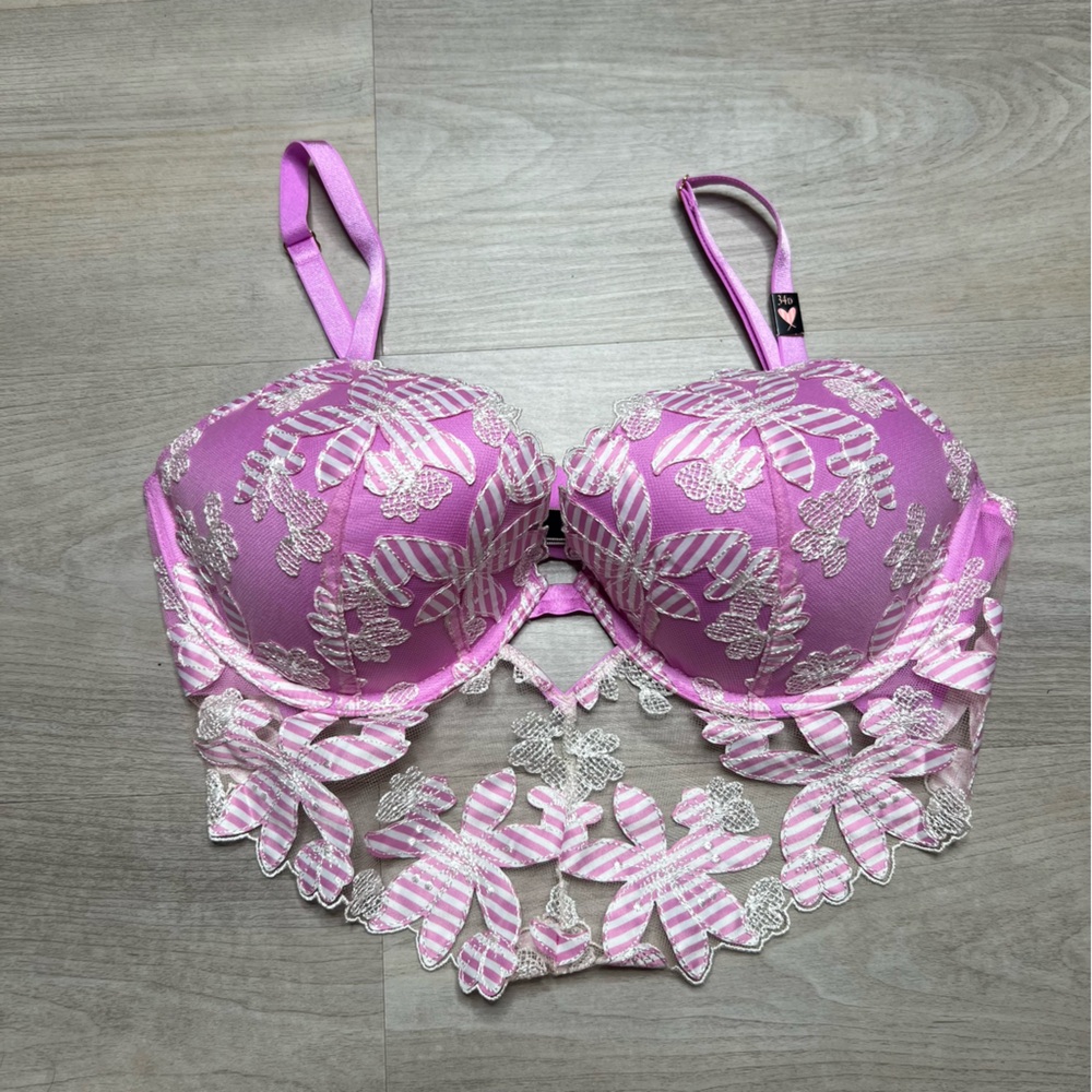 NWT Victoria's Secret Luxe Lined Demi Floral Embroidered Bra size 34D - Picture 7 of 8